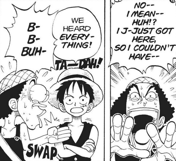 A panel featuring Nami. The speech bubbles say: See this? I just stole it. It's a map of the Grand Line!